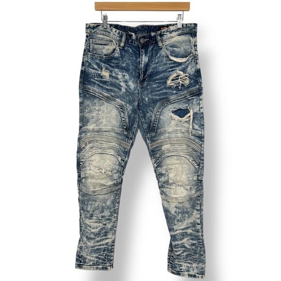 SMOKE RISE SLIM FIT MEN FASHION ENGINEERED DENIM JEANS SIZE 34 - Picture 1 of 8